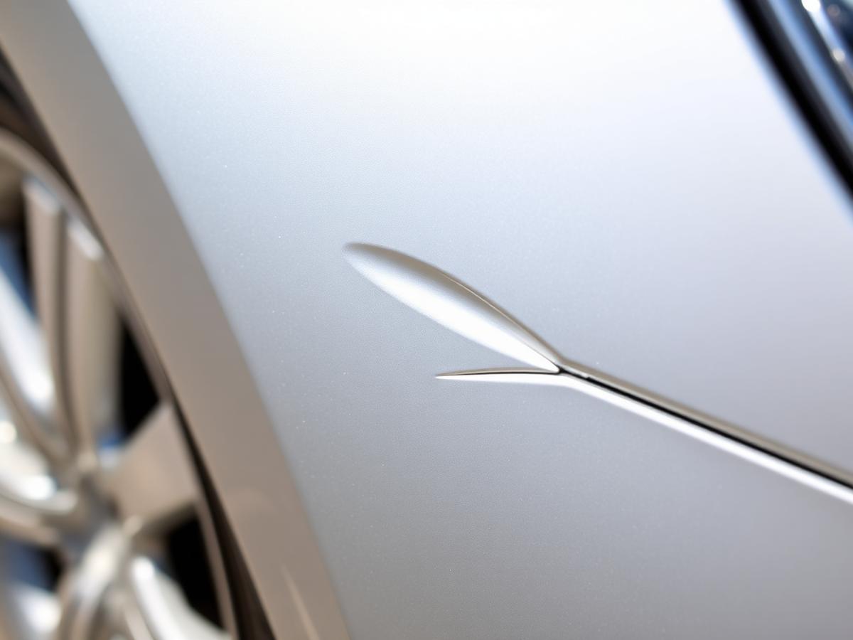 Door ding on fender — before